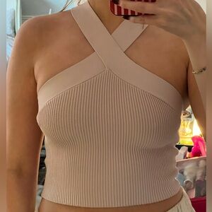 Babaton Pink-ish Ribbed Crop Top